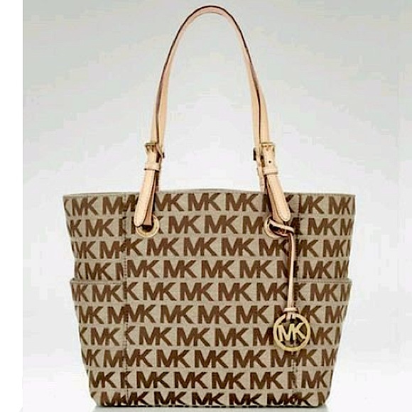 MICHAEL Michael Kors Handbags - Michael Kors JetSet Signature Tote | Brown/Vanilla